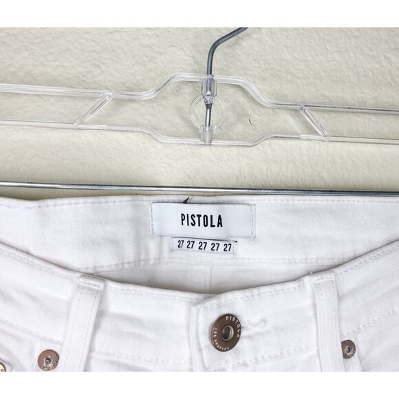 Pistola High Rise Bootcut Raw Hem Jeans White Denim Women's Size 27 distressed - Picture 2 of 13